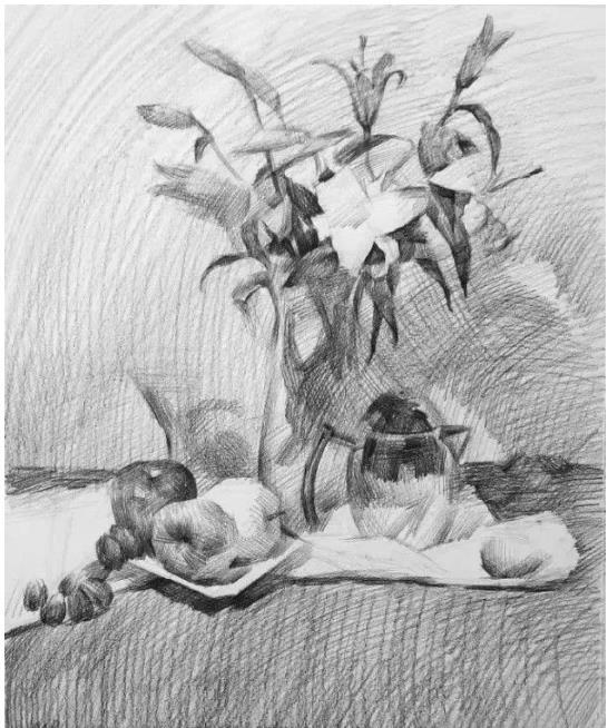 素描静物教程：花卉的绘画步骤