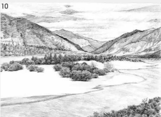 素描风景教程：河流的画法
