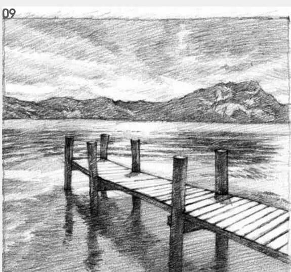 风景素描教程：码头的画法