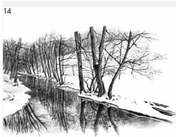 风景素描教程：雪景的画法