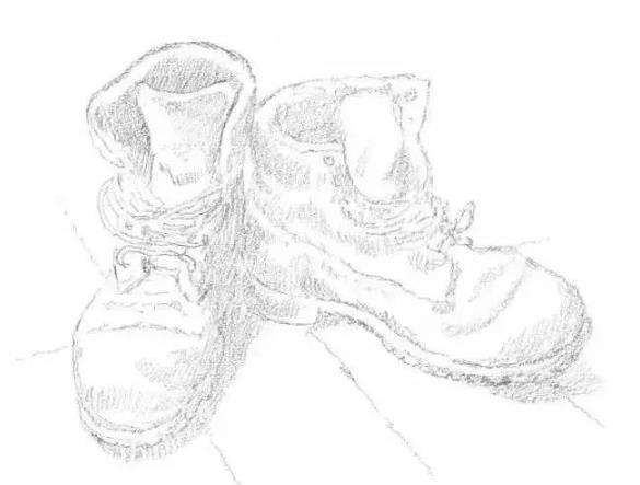 素描静物的画法：靴子的画法