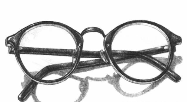 素描静物教程：黑框眼镜的画法