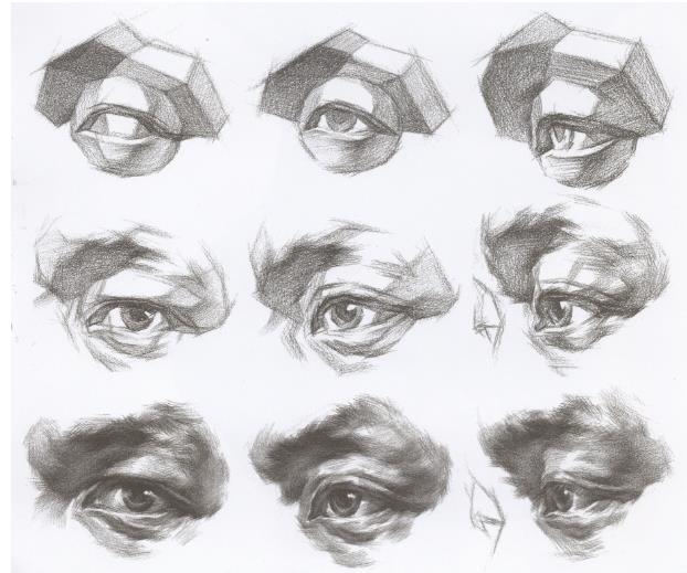 素描头像教程：眼睛、帽子和围巾的画法