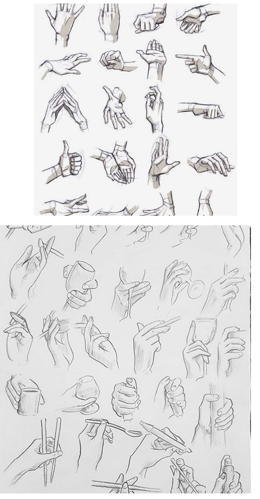 不同角度手的姿势画法有哪些