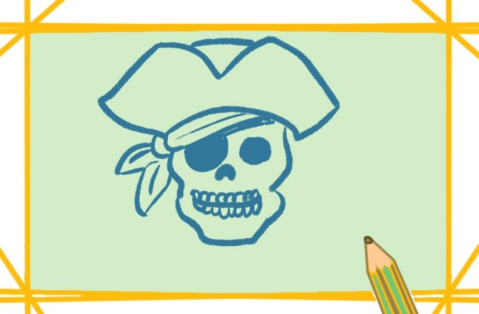 好看的海盗骷髅头简笔画教程步骤图片