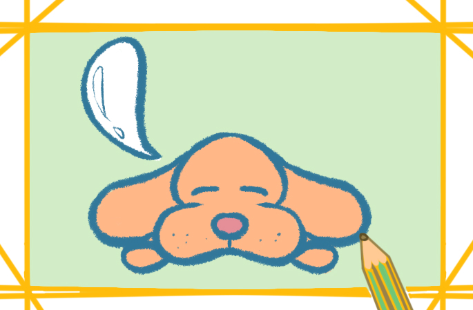 打瞌睡的狗画像简笔画带颜色怎么画