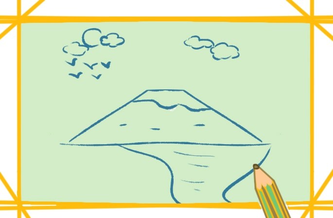 美丽的富士山简笔画教程步骤图片