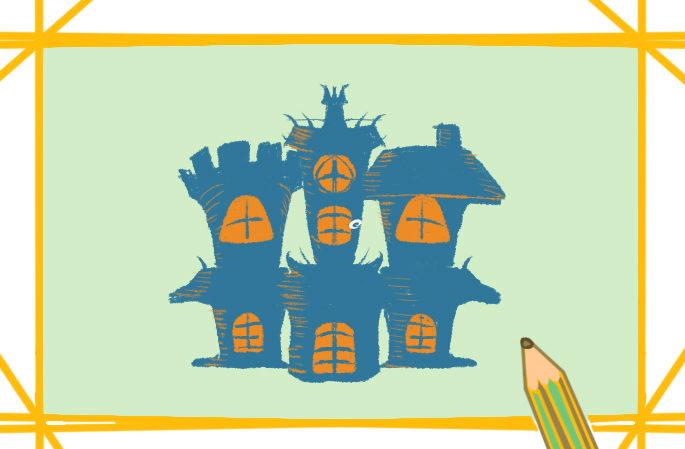 万圣节的鬼城堡简笔画教程步骤图片