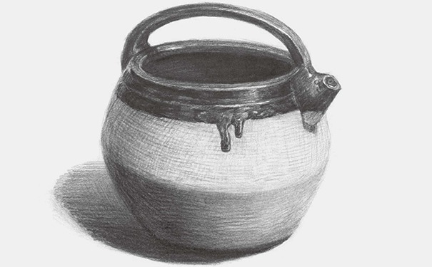 土陶壶素描图片