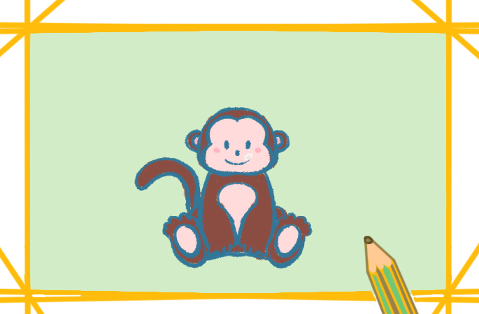 可爱的猴子简笔画彩色教程步骤