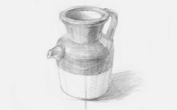素描陶壶图片步骤三
