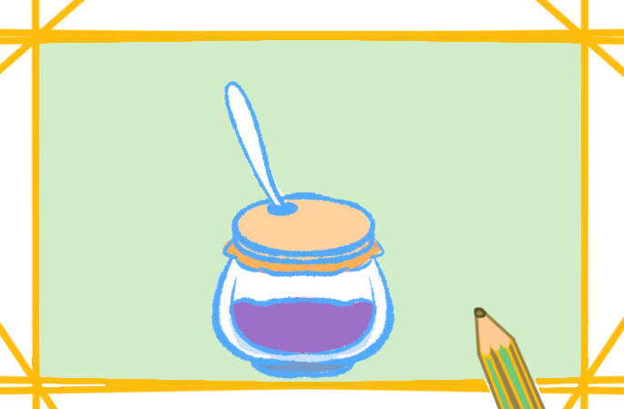 蓝莓果酱简笔画带颜色儿童画