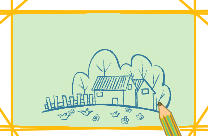 绿色的家园简笔画带颜色教程步骤图片