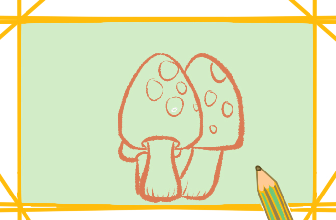 雪白蘑菇带颜色简笔画漂亮又简单