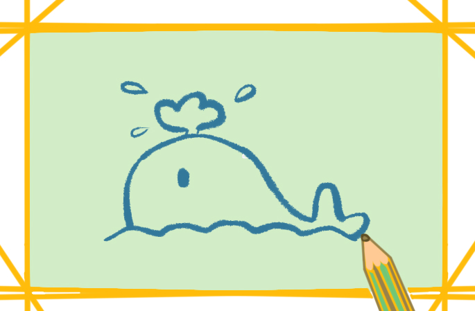 喷水的鲸鱼简笔画带颜色教程