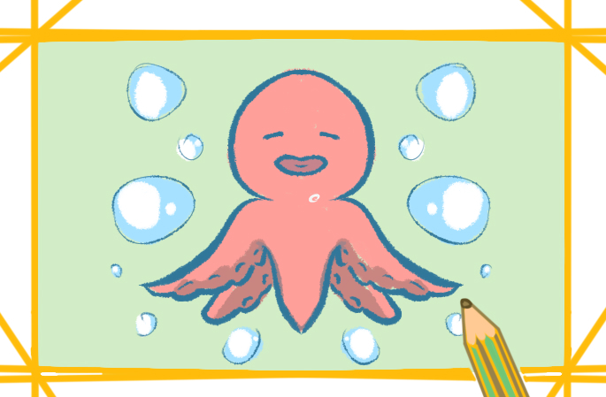章鱼八爪鱼简笔画简单容易的教程