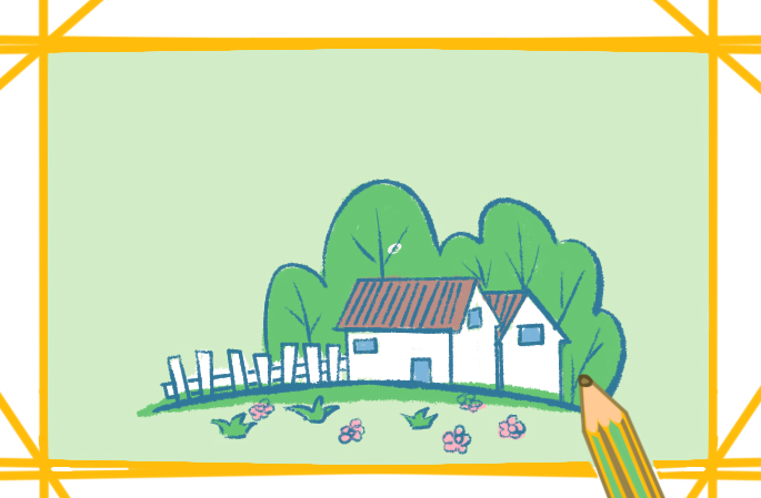 绿色的家园简笔画带颜色教程步骤图片