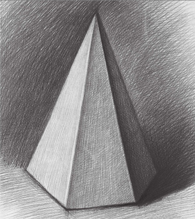 素描六棱锥体的画法步骤五