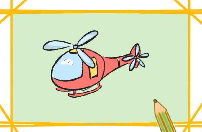 好看的卡通直升飞机简笔画教程步骤图片