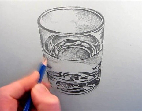 素描玻璃杯的画法