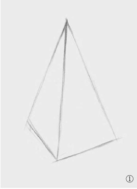 素描几何体教程：四棱锥体画法