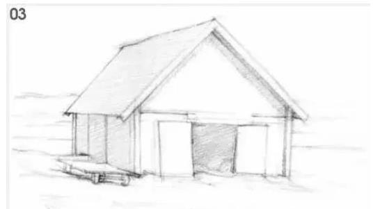 素描风景教程：小木屋的画法