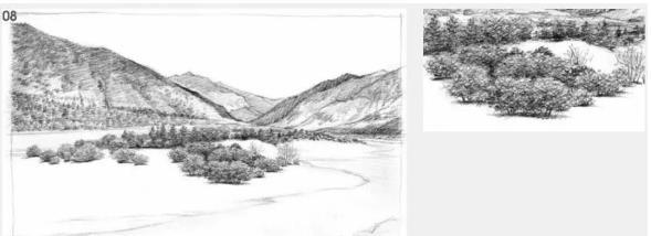 素描风景教程：河流的画法