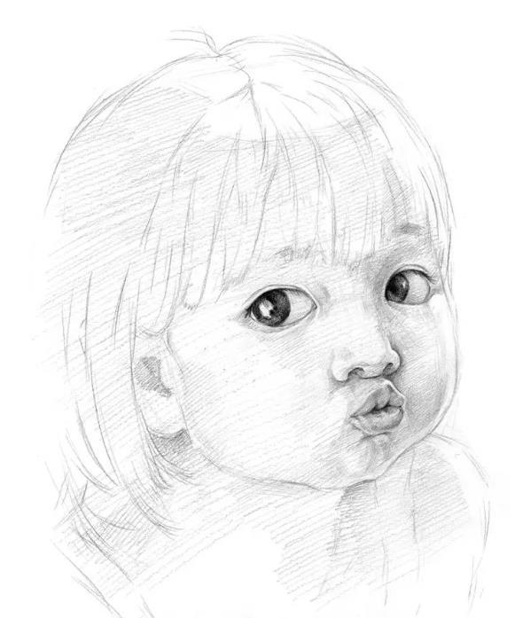 素描人物教程：嘟嘴小女孩的画法