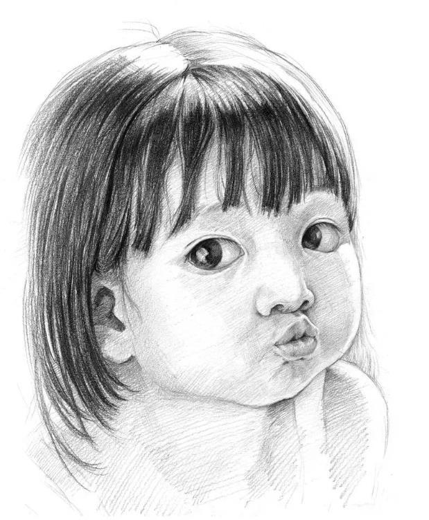 素描人物教程：嘟嘴小女孩的画法