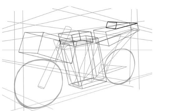 一点透视训练：摩托车的画法