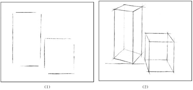 正方体、长方体组合的画法步骤