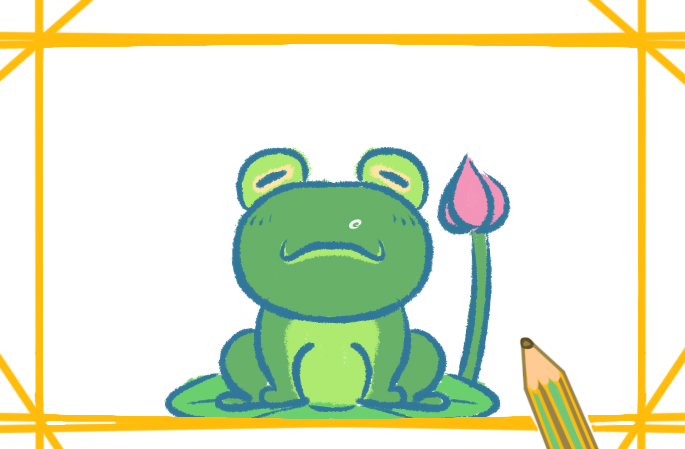 青蛙带颜色简笔画五步教程步骤图片