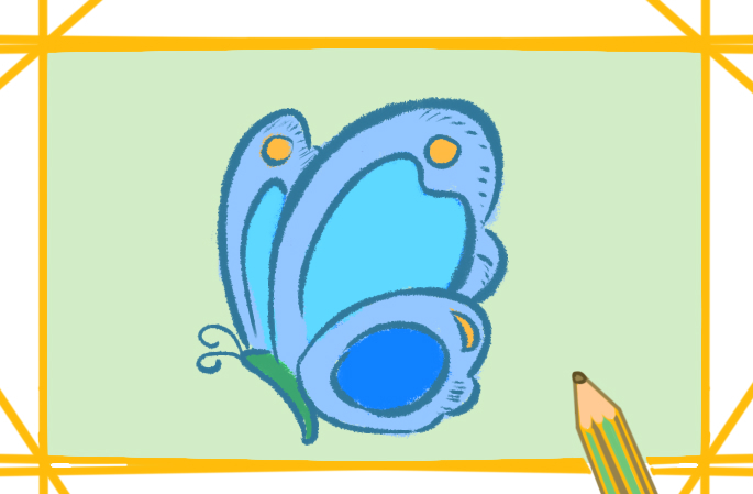 漂亮的蓝色蝴蝶简笔画彩色怎么画