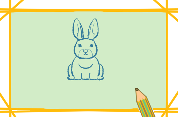 漂亮的长耳白兔简笔画一步一步画