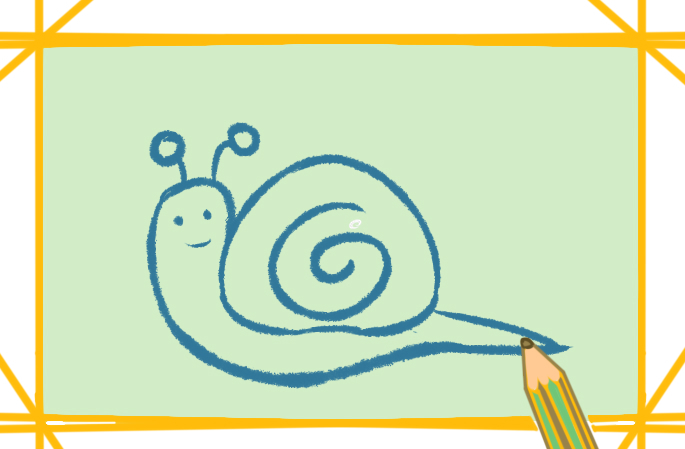 简单的蜗牛带颜色简笔画教程步骤图片