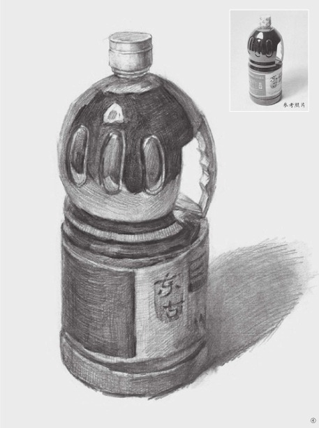 素描酱油瓶的画法（4）