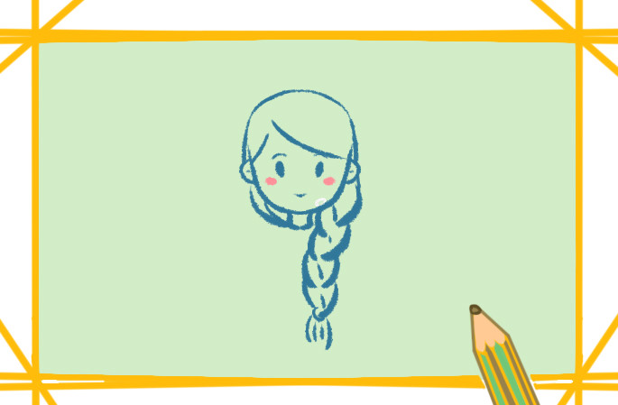 扎辫子的女孩简笔画教程步骤图片