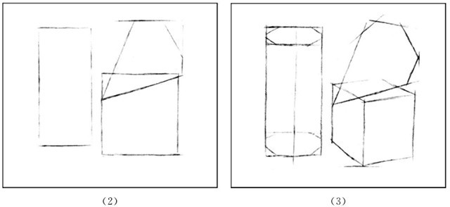 圆柱、圆锥、正方体组合的画法步骤