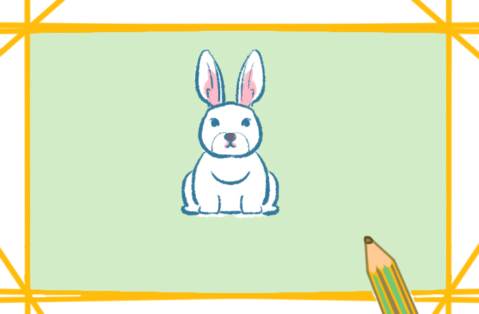 漂亮的长耳白兔简笔画一步一步画