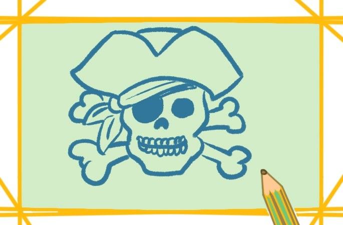 好看的海盗骷髅头简笔画教程步骤图片
