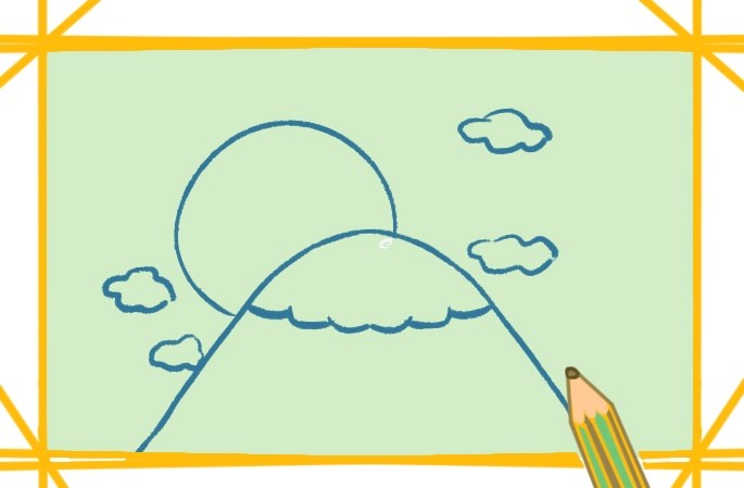 简单容易的富士山简笔画教程步骤图片