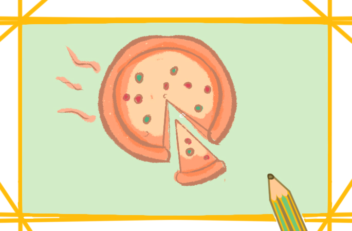 美食披萨简笔画彩色图片怎么画