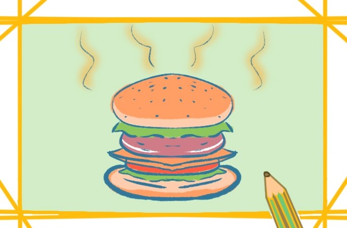 简单好看的汉堡简笔画教程步骤图片