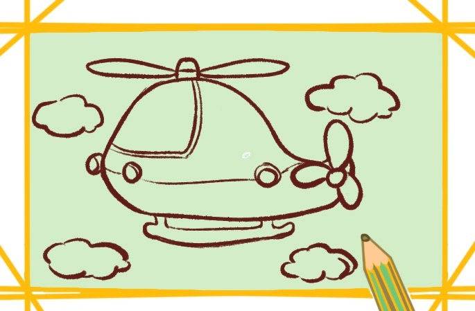 漂亮的卡通直升飞机简笔画教程步骤图片