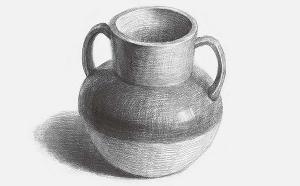 双耳素描陶罐的画法解析图