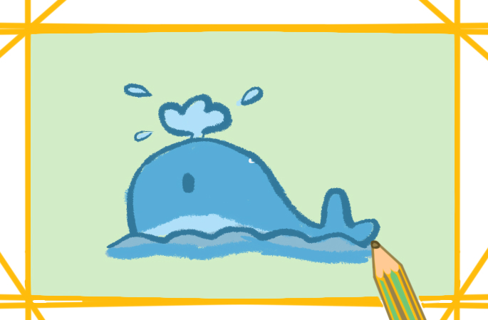 鲸鱼喷水图片手绘图片