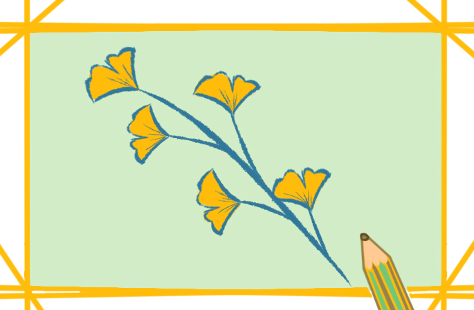 银杏简笔画金黄色的图片教程步骤