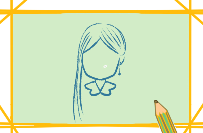戴耳环的女孩简笔画教程步骤图片