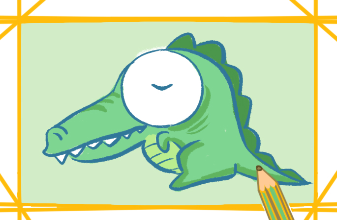 卡通鳄鱼可爱简笔画怎么画