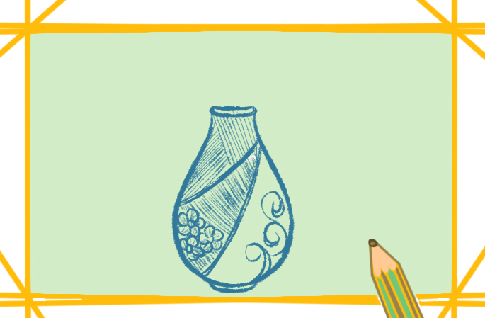 彩色漂亮花瓶简笔画教程图片